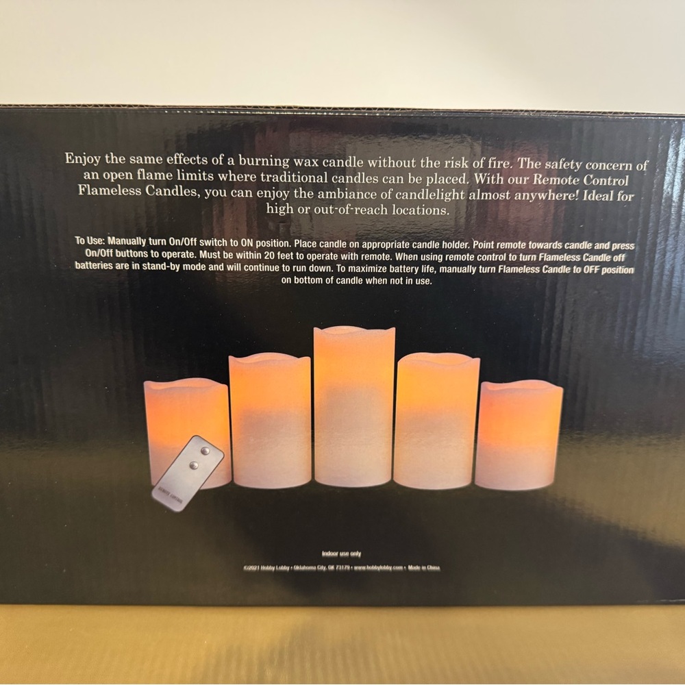 LED Flameless Candle Set - Cream Set of 5 - Unscented - Picture 3 of 4